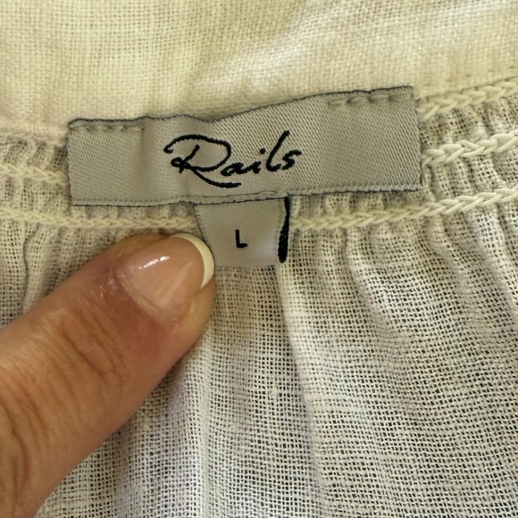 RAILS Alena Lightweight Top in White Womens Button-Up Linen Blend Size Large - Picture 5 of 11